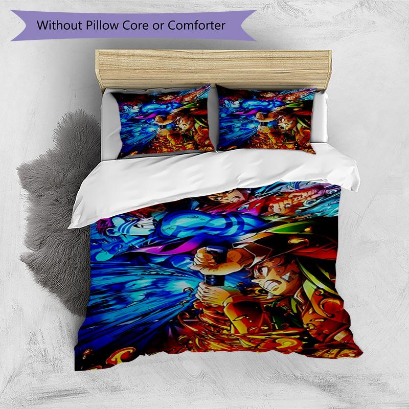 3pcs Duvet Cover Set (1*Duvet Cover + 2*Pillowcase, Without Core), Demon Slayer Print Bedding Set, Bedroom Decor, All‑Season, Birthday Gift