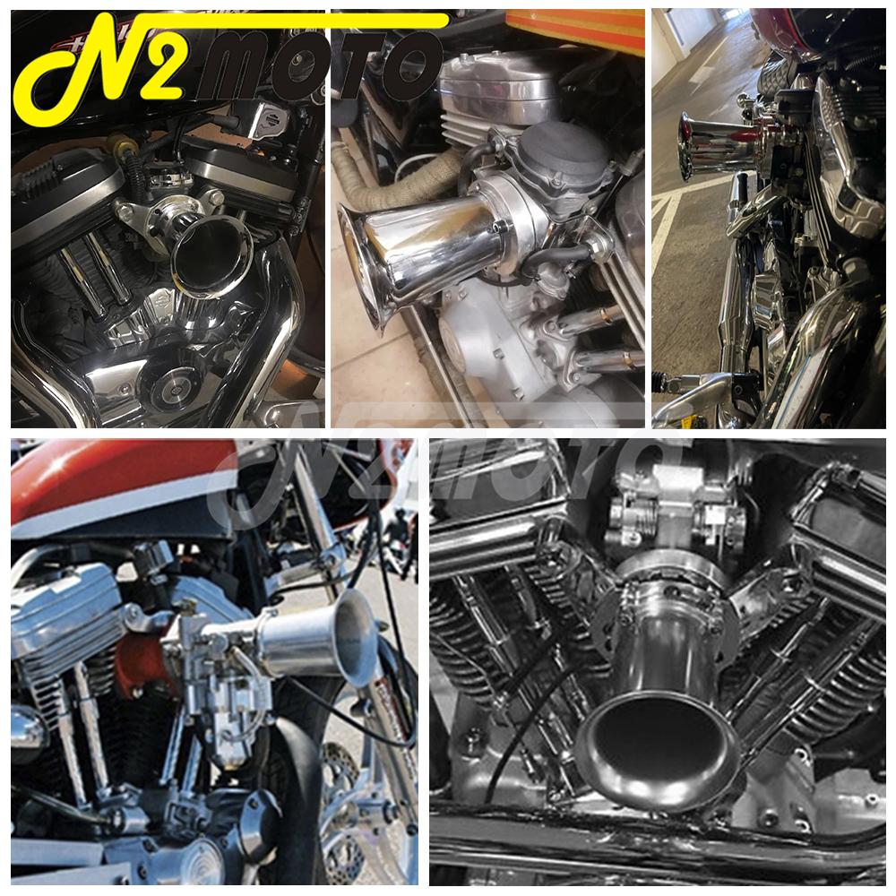Aluminum Motorcycle Carburetor Velocity Stack CV Carburetor Air Filter Horn Cup Stack 4" Air Intake For Harley Softail Chopper
