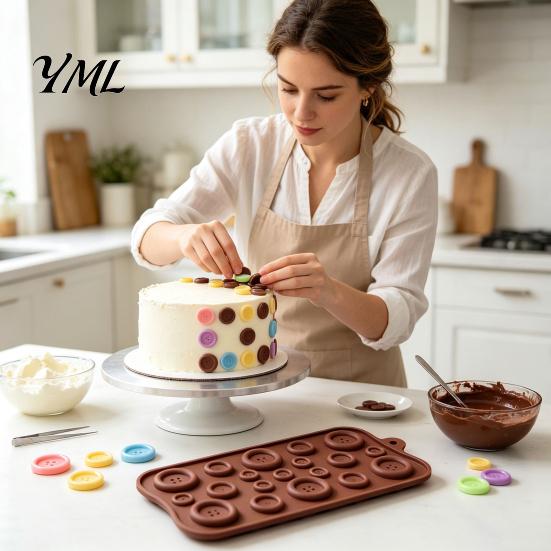 Handmade Soap Making Button Silicone Mold, Food Grade Non Stick Chocolate Candy Casting Mold Tray, Flexible Easy Release for DIY Baking And