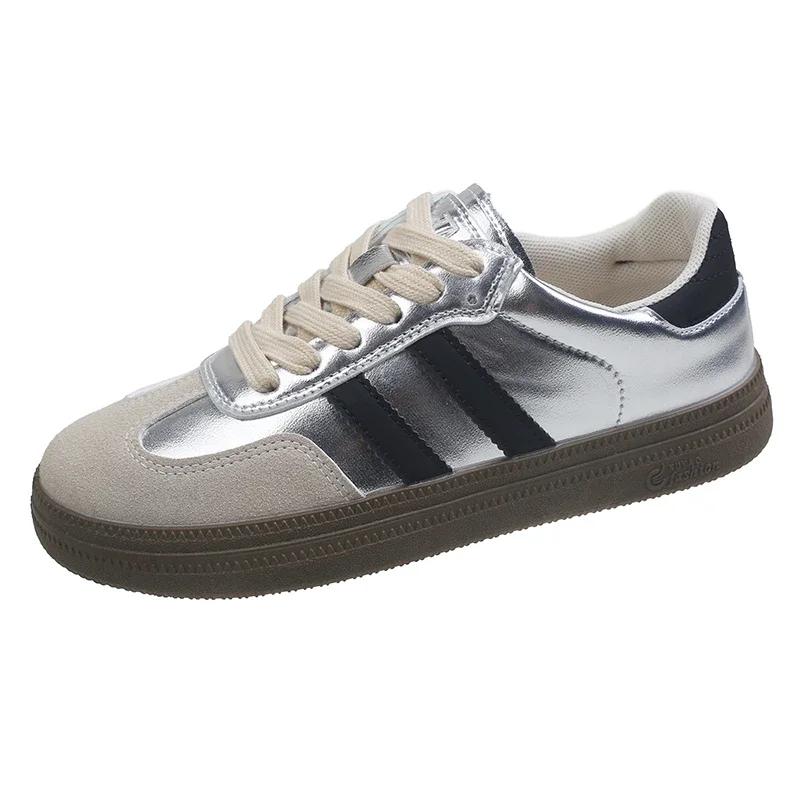 Модные новые женские кроссовки весна осень мода вулканизированная обувь для активного отдыха повседневные спортивные кроссовки для девочек люксовый бренд на шнуровке балетки