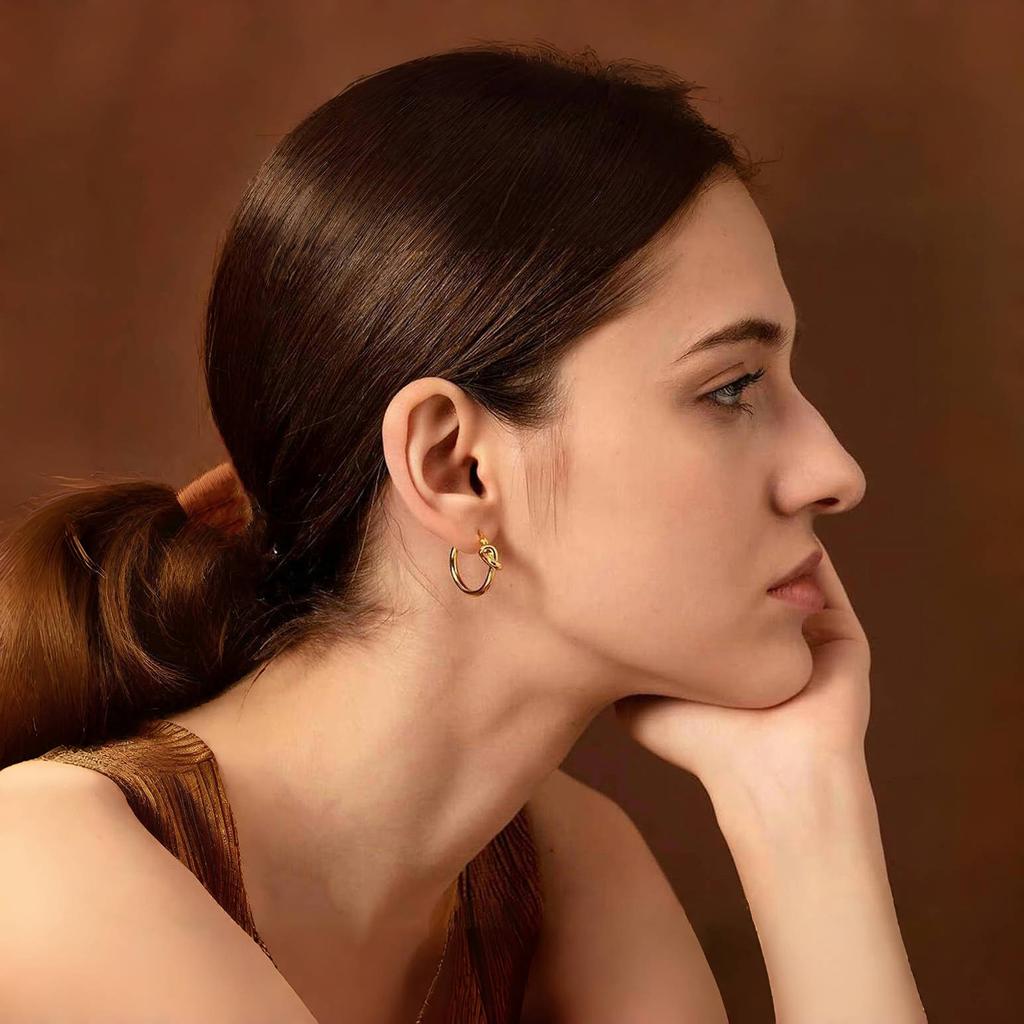 Минималистичные круглые серьги с узлом для женщин, круглые серьги из нержавеющей стали для ювелирных изделий