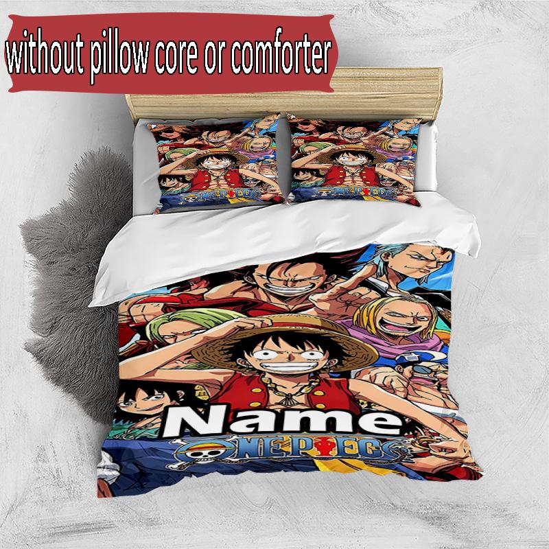 3pcs Duvet Cover Set (1*Duvet Cover + 2*Pillowcase, Without Core), Custom Name Anime Pattern Bedding Set, Home Bedroom Decor Gift