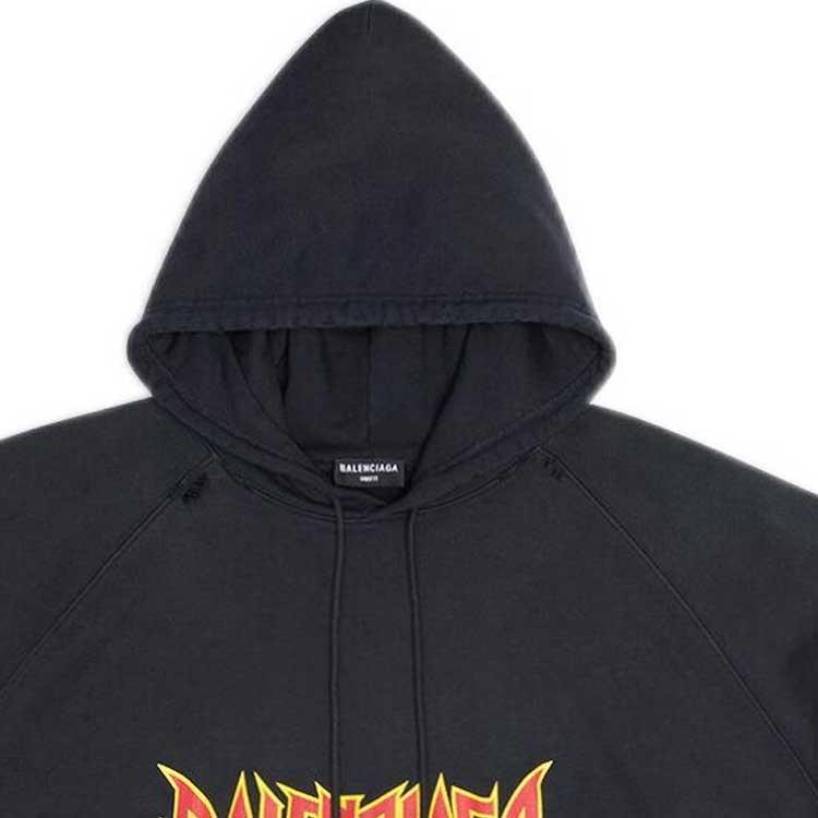 Balenciaga SBalenciaga Metallica Hoodie Oversized Fit 'Black Orange' Men's 697879TMV891055