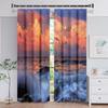 Beach Scenery Series Sunshade Curtains Deluxe Living Room Bedroom Home Decoration Sunset Beach Thin Curtains