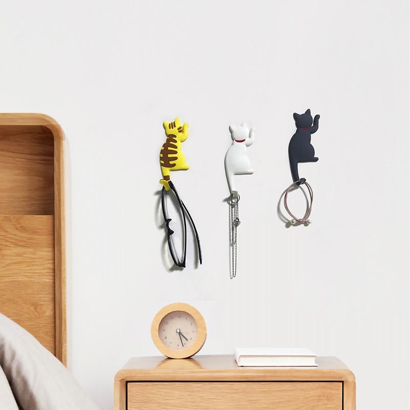 Cute Cat Design Refrigerator Magnetic Hook, Kawaii Refrigerator Sticker, Punch-free Magnet Hook, Magnetic Storage Hook