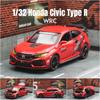 1/32 Honda Civic Type R Toy Car For Children Diecast Miniature Model Pull Back Doors Openable Sound Light Collection Gift Boys aju256