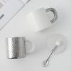 Light Luxury Hammer Pattern Mug High Value Ceramic Cup Household Coffee Cup with Lid Spoon Creative Water Cup Gift Gift