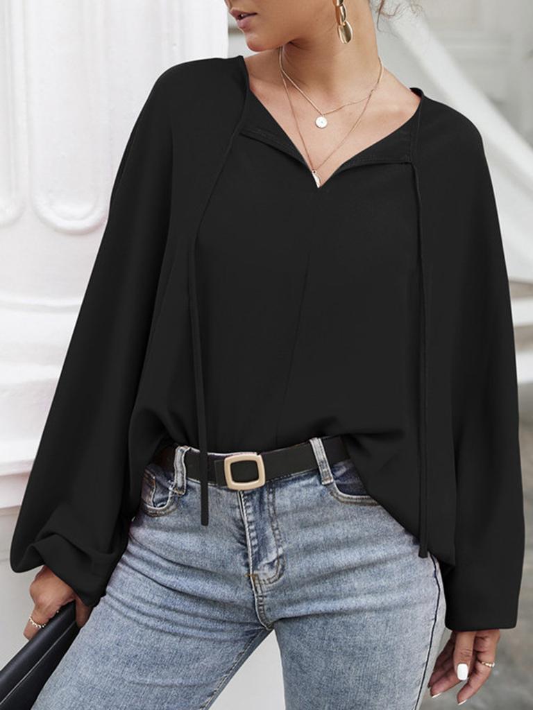 Женская блузка с рукавами «летучая мышь» и свободные рубашки с круглым вырезом