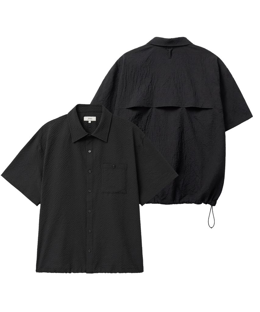 YALE Seersucker Check String Shirt_Black