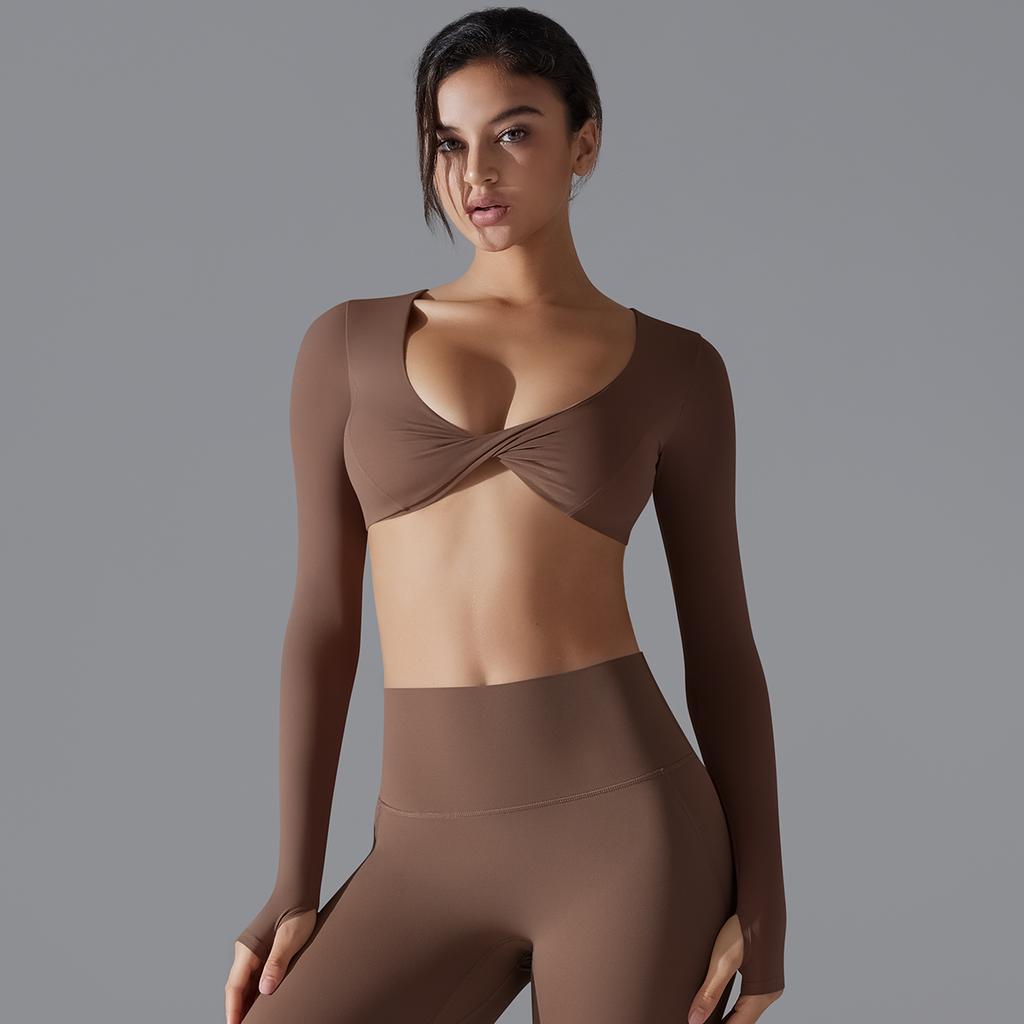 Auroth сексуальные женские рубашки для йоги с длинным рукавом для фитнеса и бега, трикотажный дышащий спортивный топ с отверстием для большого пальца