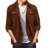 Men's Corduroy Shirt Long Sleeve Ribbed Tops Button Down Work Shirt Jacket with Chest Pocket