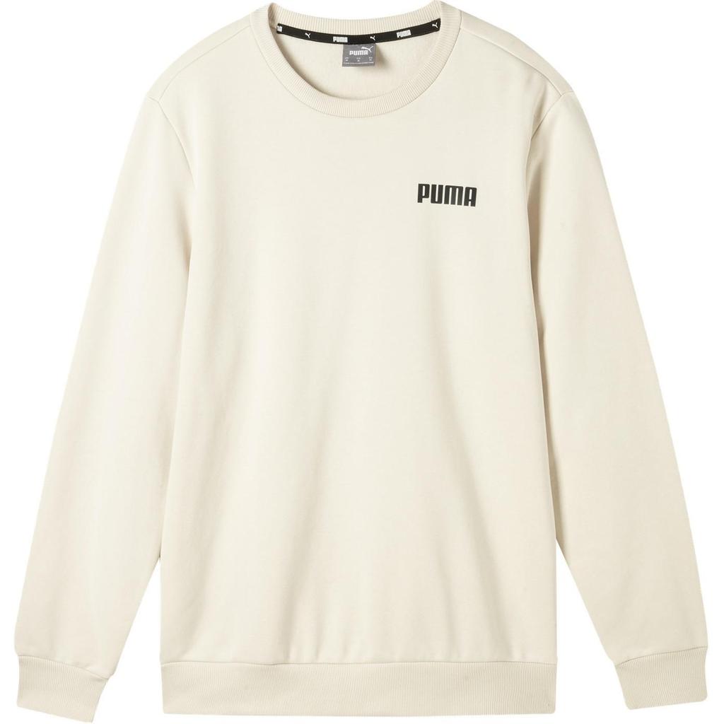 Puma Ess Crew Sweat Fl Casual Pullover Round Neck Letter Print Long Sleeve Sweatshirt Men Tops Snow-White 847460-87