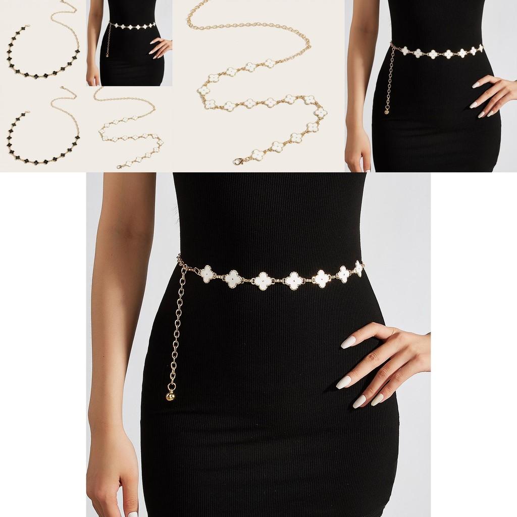 Металлическая поясная цепочка «Четырехлистный клевер» с застежкой-крючком для платья и юбки