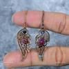 Fancy Pink Tourmaline Gemstone Copper Dangle Drop Electroformed Earrings Jewelry VP-86