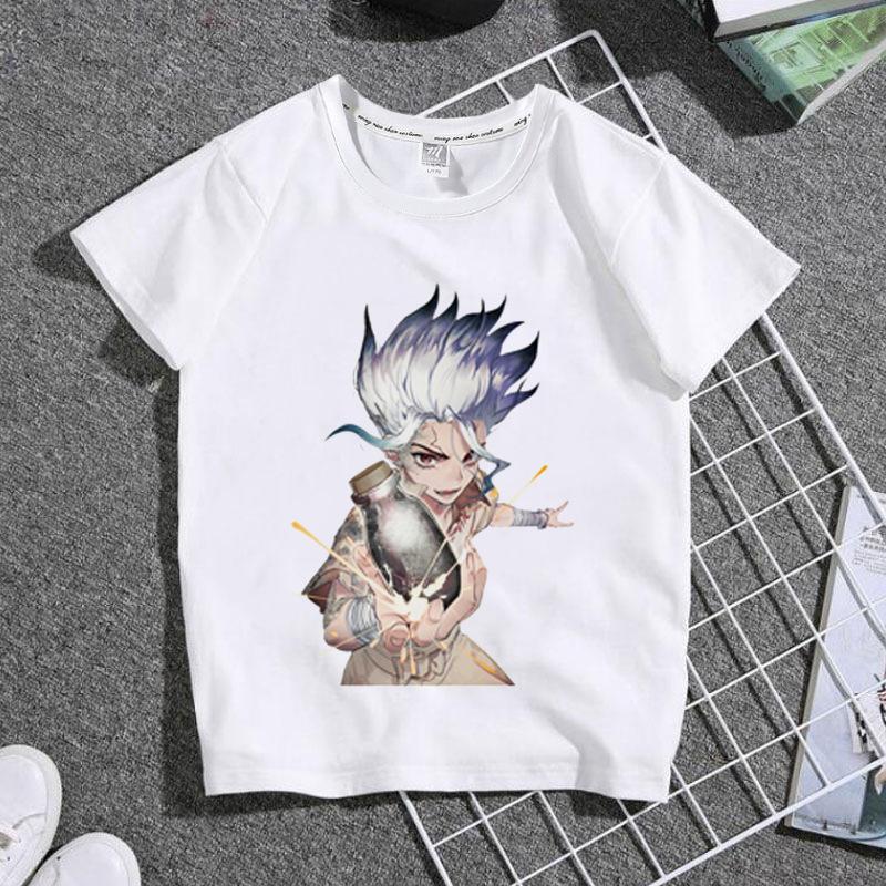 Модная детская футболка с рисунком Stone Era Dr Stone и графическим принтом, летние свободные белые женские топы с короткими рукавами, мужские футболки