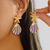 Изысканные серьги-подвески Ракушка Морская Звезда для Женщин Бохо Позолоченные Серьги с Имитацией Жемчуга Летняя Пляжная Вечеринка Эстетичные Украшения