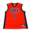 X NBA Collaboration Oklahoma City Thunder Russell Westbrook 0 V-Neck Fashion Soft Sleeveless Basketball Jersey Unisex Jersey 7818A-3KM-AEB1071