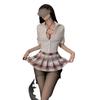 JIMIKO Japanese Bundle Schoolgirl Uniform Sexy Anime Cosplay Bikini Underwear with Mini Shirt Pleated Skirt JK Student Costume