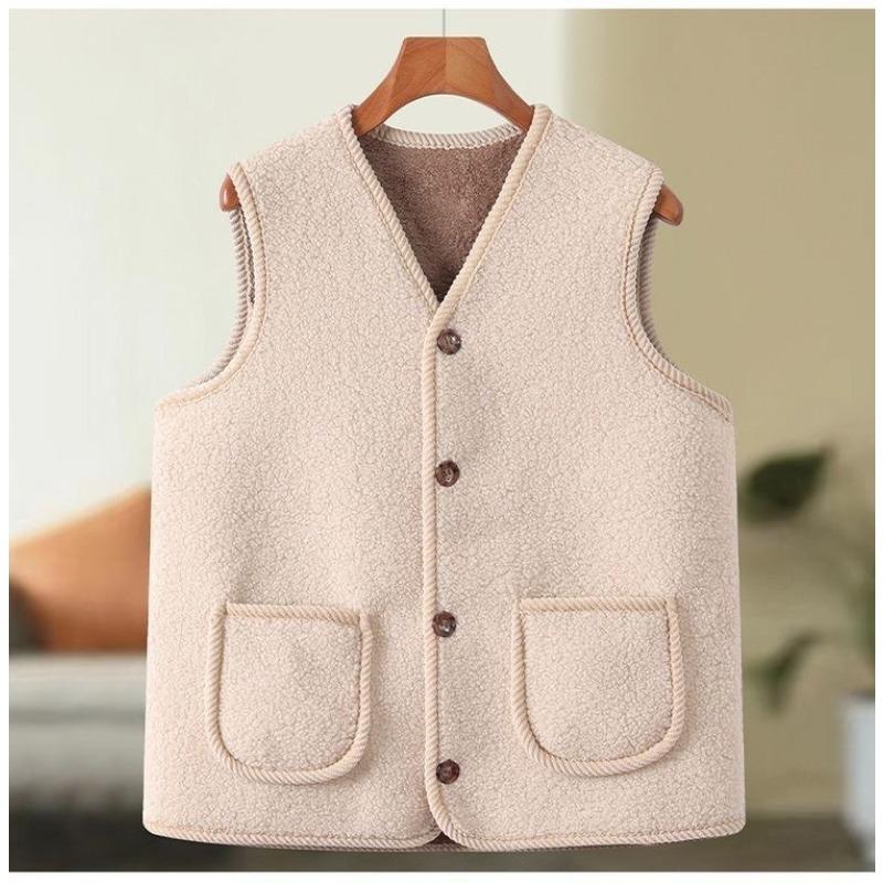 Lamb Hair Vest Female Mother Autumn and Winter with Thick Velvet Vest Casual Sherpa Gilet