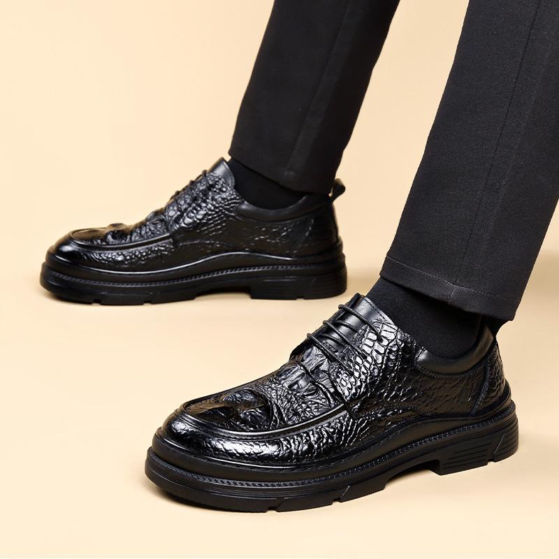 Кожаные туфли мужские с рисунком крокодила осенние дышащие новые деловые повседневные формальные мужские туфли модные первый слой коровьей кожи