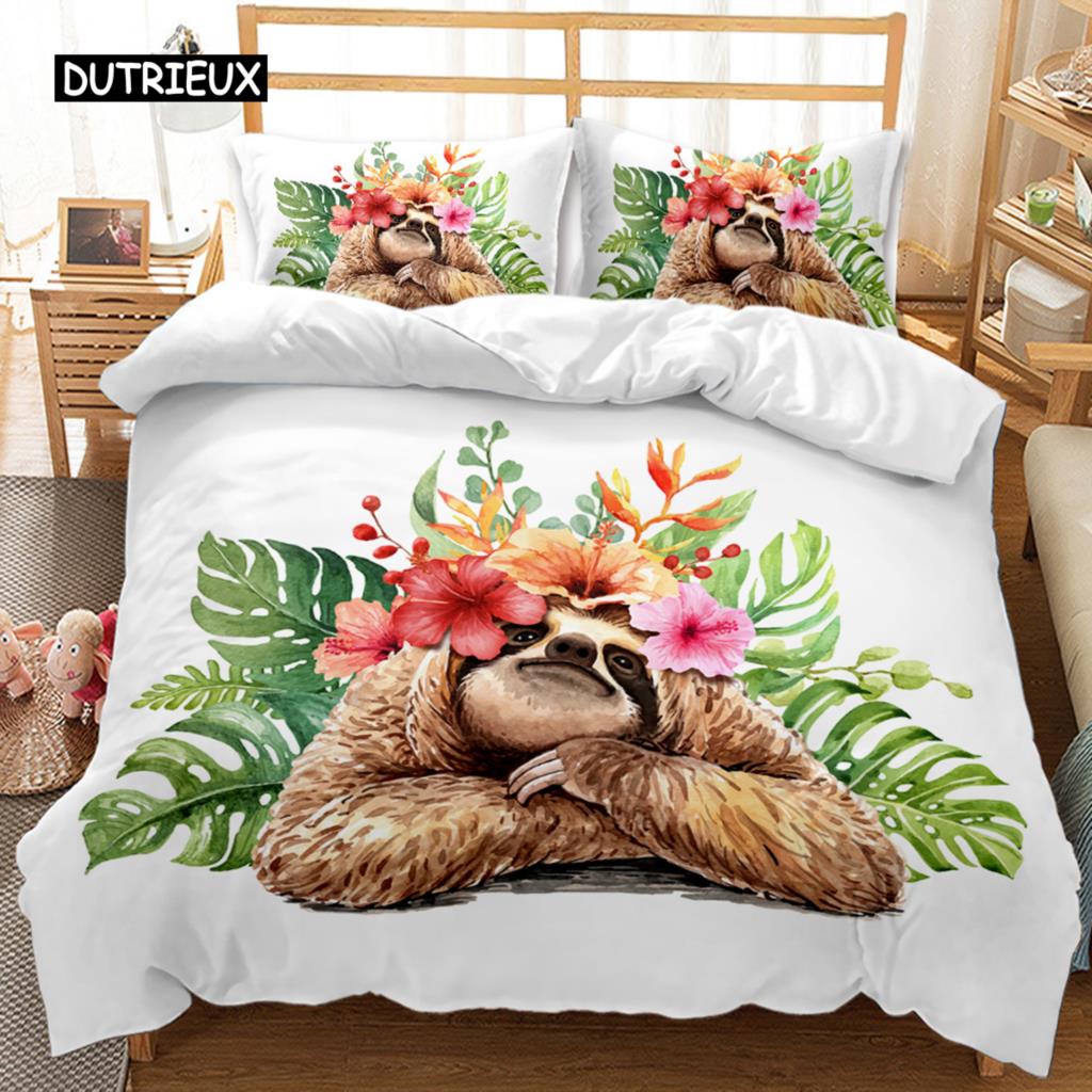 Комплект постельного белья Sloth Cartoon Space Sloth Комплект постельного белья Sloth Animal Одеяло-пододеяльник Double Queen King Size Полиэстеровое одеяло