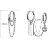 2 шт./компл., кулон-цепочка, круг для пирсинга, алюминиевый сплав, асимметричные зажимы для ушей, серьги-кольца для повседневной жизни