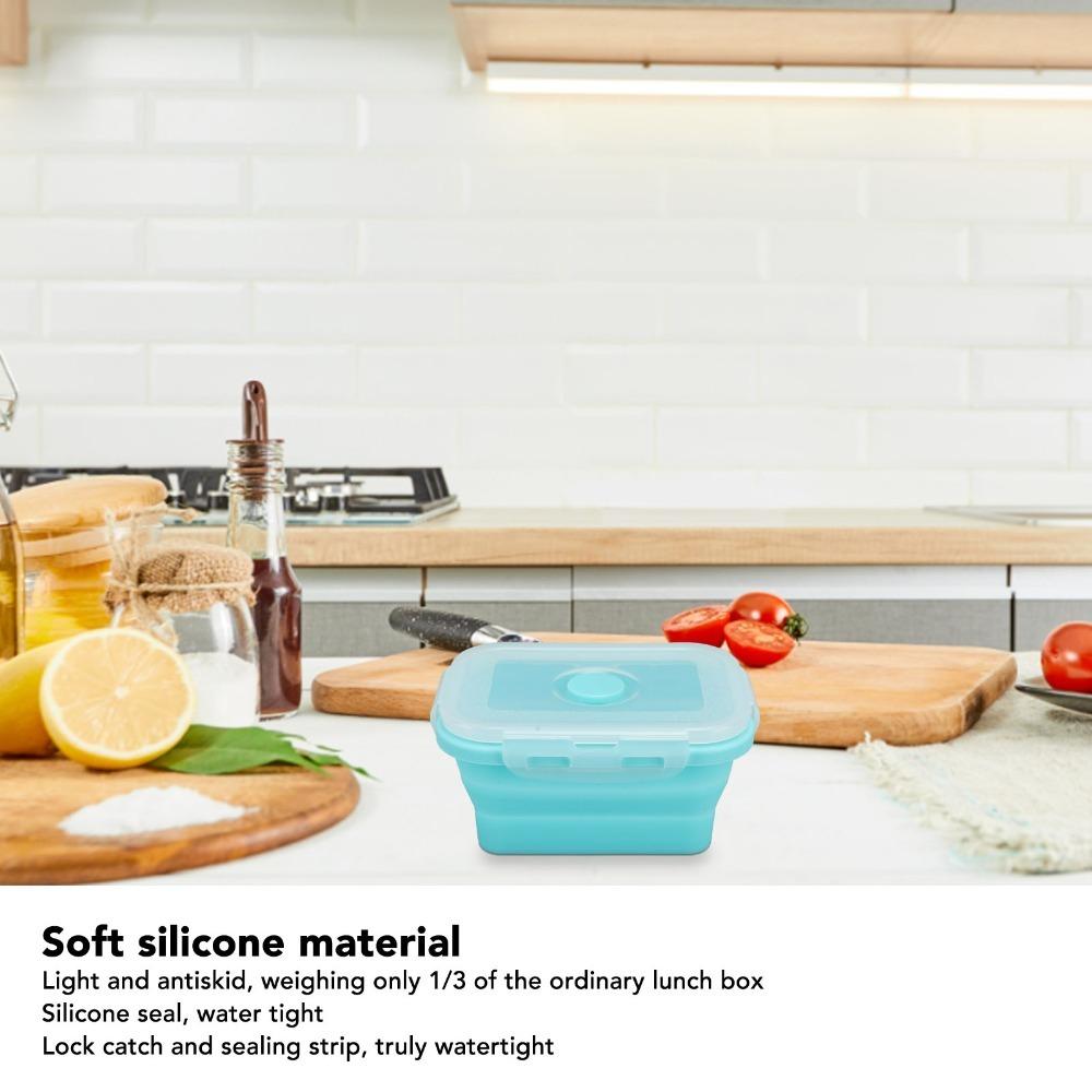 2PCS Collapsible Design Lunch Storage Container Silicone Airtight Kitchen Organizer For Picnics