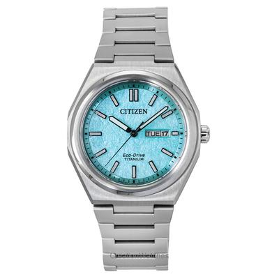 Мужские часы Zenshin Super Titanium с бирюзовым циферблатом Eco-Drive AW0130-85M 100M