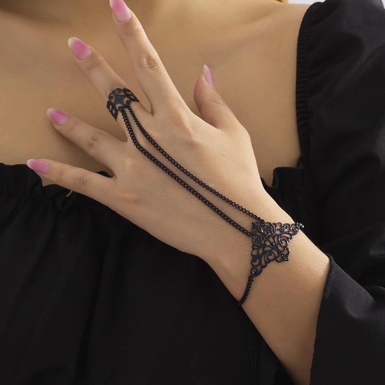 Ingemark Exaggerated Dubai Indian Thai Gold Color Harness Finger Bracelet Women Chunky Chain Belly Dancer Cosplay Hand Jewelry