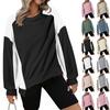 Women's Fashion Long Sleeve Round Neck Casual Sweatshirt Pullover Colour Block Top