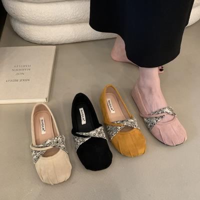 Ретро туфли Мэри Джейн на плоской подошве женские новые замшевые с открытым подъемом и ремешком на щиколотке, одинарные туфли для юбки, вечерние туфли