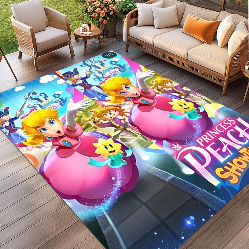 Princess Peach Toadstool Print Rug, Washable Floor Carpet, For Entryway Dorm Laundry Room Office Study, Home Decor Birthday Christmas Gift