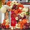 153PCS/set Thanksgiving Balloon Garland Arch Set Wine Red Orange Maple Leaf Balloon Indoor and Outdoor Autumn Party Decoration