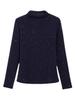 Women's Shiny Silk Mesh Long Sleeve High Collar Shirt for Autumn/Winter