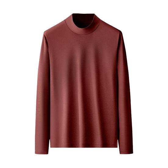 Spring Autumn Men Fitness Top Slim Fit Half-high Collar Stretchy Long Sleeves Solid