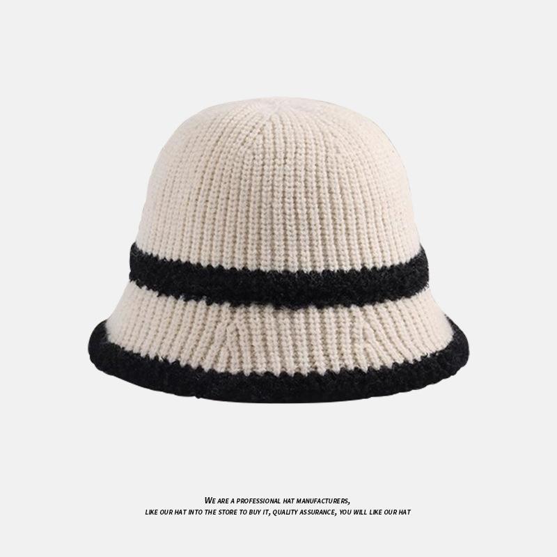 Autumn and Winter Solid Color Warm Hat for Women Japanese Simple Knitted Fisherman Hat Korean Face-showing Small Chenille Casual Basin Hat
