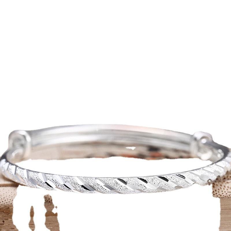 Round Tube Push-pull Meteor Shower Silver Bracelet, Children's New Frosted Silver Bracelet, Women's Fashionable and Versatile Silver Jewelry Gift