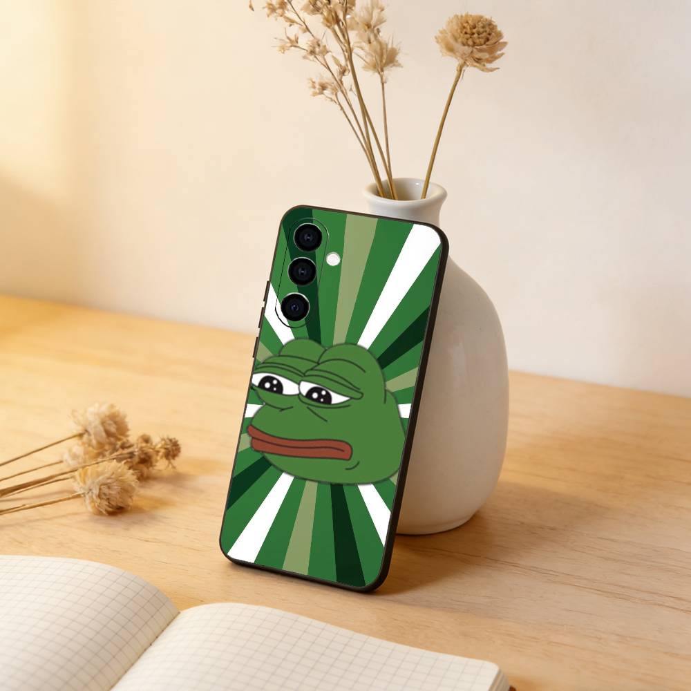 Смешной Чехол-Телефон с Лягушонком P-PEPE Для Samsung Galaxy A73,A72,A71,A70,A53,A52,A51,Других Мягкая Черная Крышка