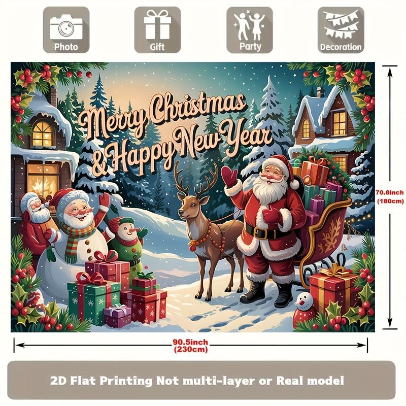 Party Backdrop Christmas Flat Piece Festive Scene Made Event Photo Background Party Decor
