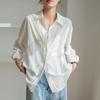 Thin Long-sleeved Red Shirt for Women's Design Niche Autumn Loose Versatile Casual Shirt