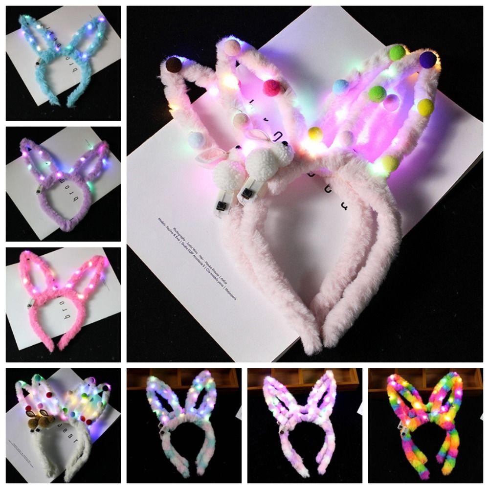 LED Lights Rabbit Ears Glow Hair Band Luminous LED Lights Headband Plush Hair Hoop Children