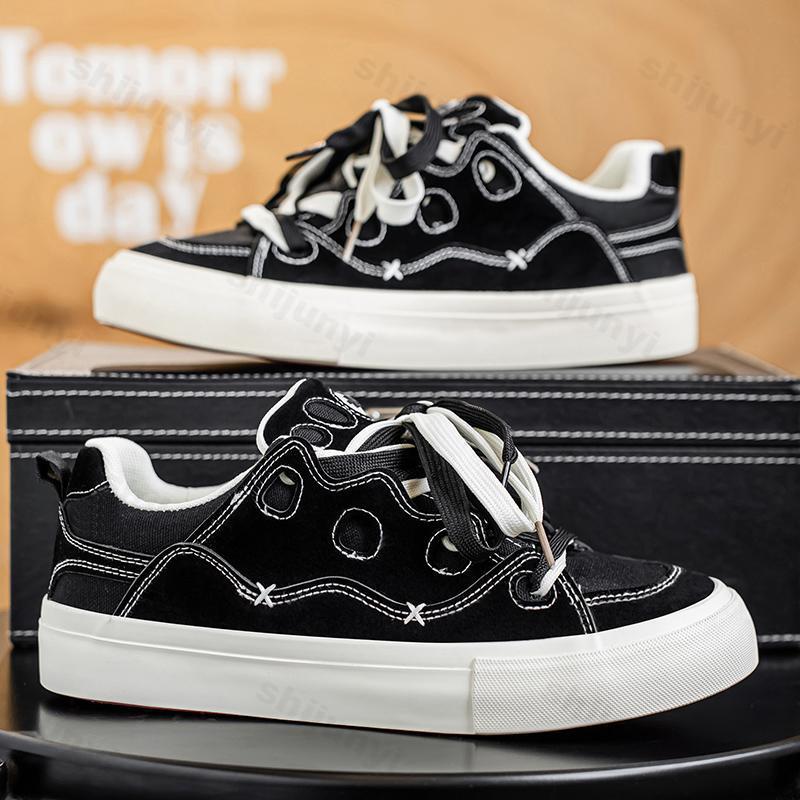 Мода 2025 Осень Новые Нишевые Дизайнерские Клетчатые Кеды с Низким Верхом Повседневная Обувь для Мужчин Модный Тренд Удобные Универсальные Нескользящие Кроссовки на Шнуровке