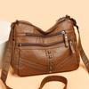 Women's Soft Leather Large Capacity Shoulder Bag Multi-Compartment Middle-Aged Mother Crossbody Bag