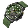 Часы Аналоговый хронограф Кварцевые часы Зеленый уретановый ремень Водонепроницаемые часы с датой Подарочные [BUREI] Мужские Мужские Мужские