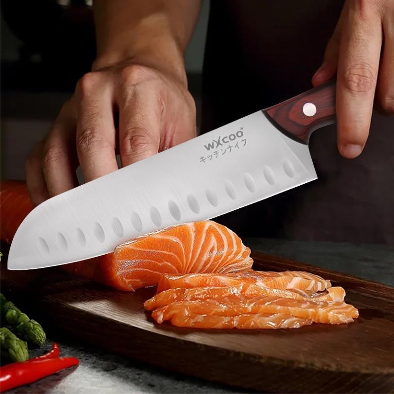 5PCS Stainless Steel Meat Cleaver Butcher Knife Meat Cleaver Professional Chef Knife Magnetic Storage Knife Rack Knife Block