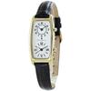 Watch with Leather Dual Time Black Women's Strap, Rectangular/Square, (No. 4, 2)