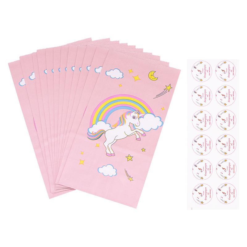 10 шт. Бумажные пакеты для конфет и подарков на вечеринку в стиле единорога, коробка для печенья и попкорна, украшение на 1-й день рождения ребенка в стиле единорога, принадлежности для детского праздника