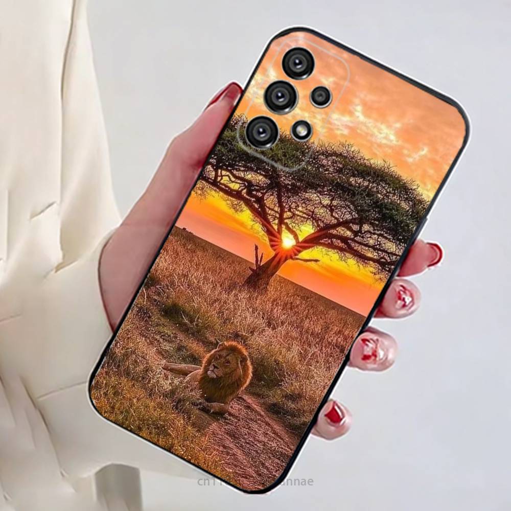 Чехол для телефона с рисунком льва для Samsung Galaxy A13, 21s, 22, 31, 32, 52, 53, 71, 80, A91, мягкий черный корпус