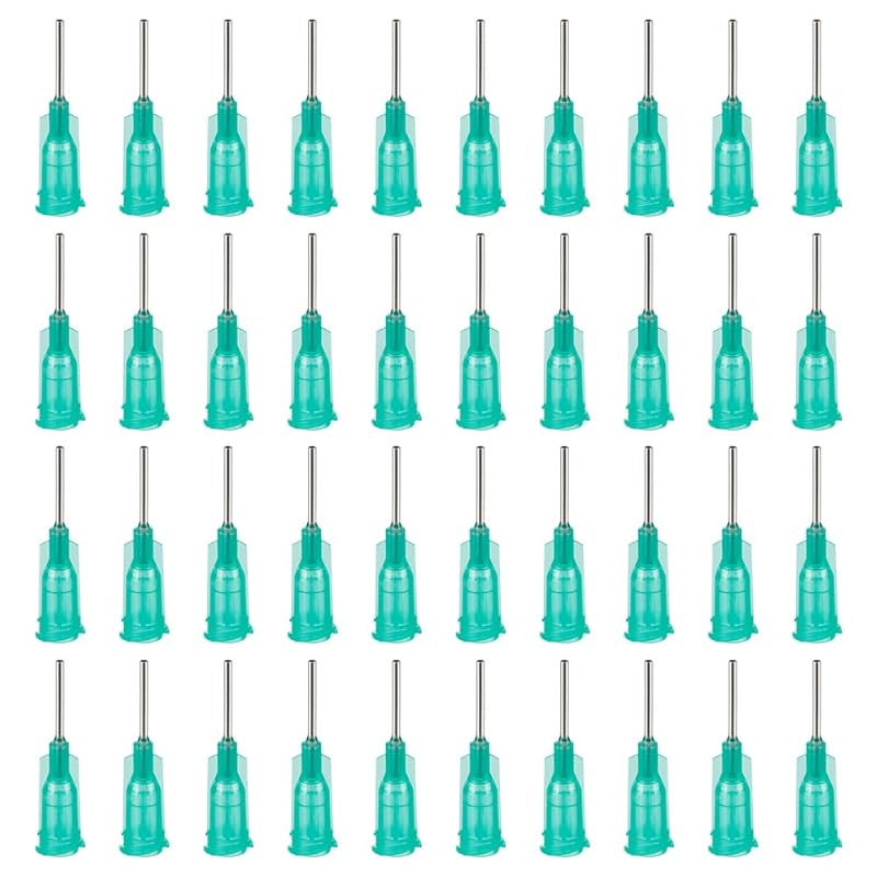 BENECREAT 150Pcs 304 Stainless Steel Dispensing Needle, 14 Gauge Turquoise Blunt Tip Glue Bottle Needles with Luer Connector for Alcohol, Essential