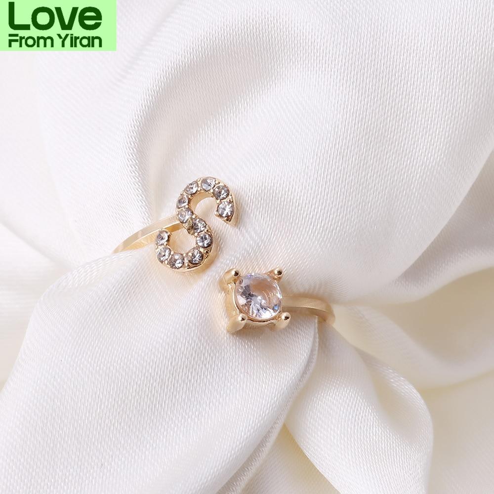 Letter Gold Color Metal Adjustable Opening Rings For Women Initials Name Alphabet Creative Finger Ring Trendy Party Jewelry
